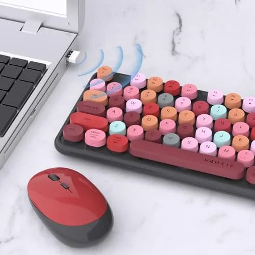 UBOTIE Colorful Wireless Keyboard and Mouse Combo, Full-Size 104-Key with Round Keycaps | Plug-and-Play 2.4GHz USB Connection thumbnail 3