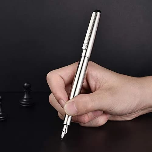 Lanxivi Stainless Steel Fountain Pen Bent Nib Art Calligraphy 138mm | Premium Fude Pen for Sketching & Signature thumbnail 2