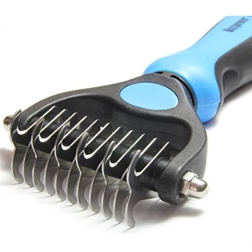 Maxpower Planet Pet Grooming Brush - Double Sided Dematting Undercoat Rake for Dogs and Cats, Small Blue | 118g (0.26 lb) thumbnail 2