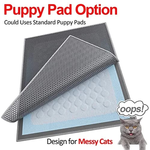 Waretary XL Cat Litter Mat 90cm x 76cm (36"x30") | Waterproof Scatter Control Grey thumbnail 3