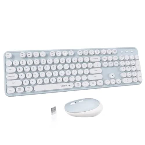 UBOTIE Colorful Wireless Keyboard and Mouse Combo (Green-White) 43.5cm x 13cm x 2.3cm | Plug-and-Play 2.4GHz Wireless for PC & Mac thumbnail 1