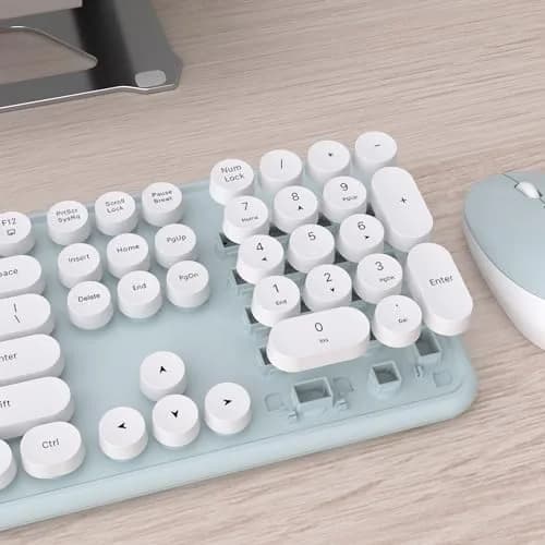 UBOTIE Colorful Wireless Keyboard and Mouse Combo (Green-White) 43.5cm x 13cm x 2.3cm | Plug-and-Play 2.4GHz Wireless for PC & Mac thumbnail 5