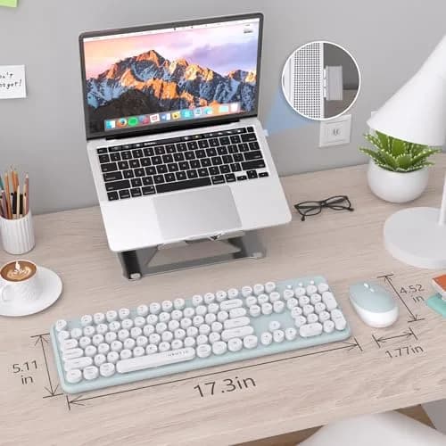 UBOTIE Colorful Wireless Keyboard and Mouse Combo (Green-White) 43.5cm x 13cm x 2.3cm | Plug-and-Play 2.4GHz Wireless for PC & Mac thumbnail 7