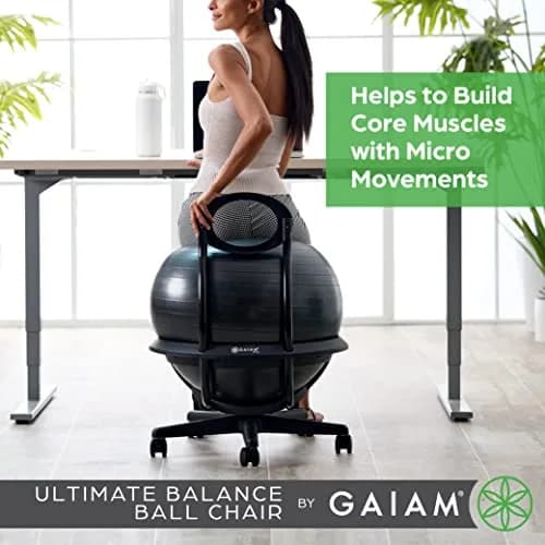 Gaiam Balance Ball Chair 52cm | Ergonomic Swivel Base for Home & Office thumbnail 5
