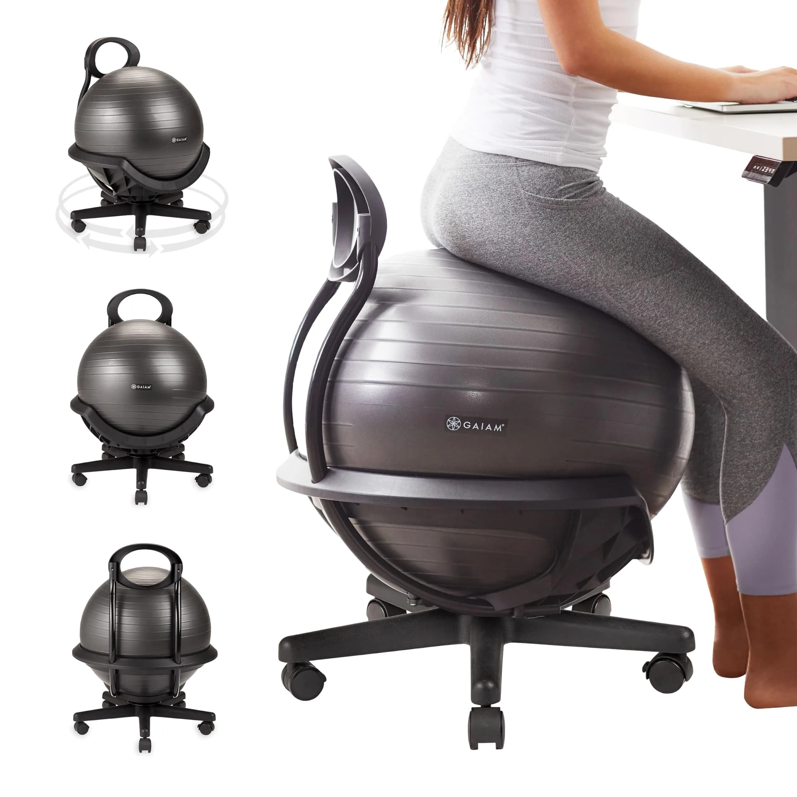 Gaiam Balance Ball Chair 52cm | Ergonomic Swivel Base for Home & Office - main product image