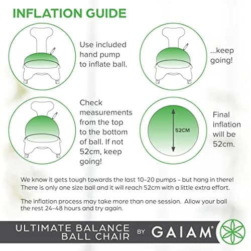 Gaiam Balance Ball Chair 52cm | Ergonomic Swivel Base for Home & Office thumbnail 2