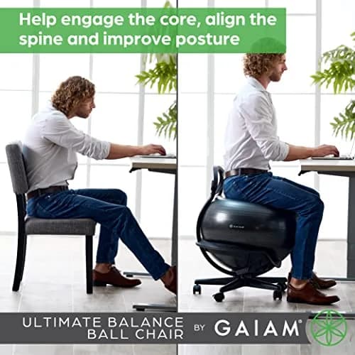 Gaiam Balance Ball Chair 52cm | Ergonomic Swivel Base for Home & Office thumbnail 4