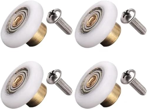 Linwnil Set of 4 Dia 19mm Stainless Steel Shower Door Wheels Rollers Runners, White, 19mm x 5mm | Suitable for Shower Enclosures & Steam Cabins thumbnail 1