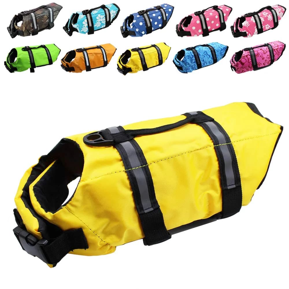SNIK-S Dog Life Jacket for Swimming Safety with Reflective Stripes, Large Yellow, 13.8" Body Length (35 cm), 19.7-29.5" Chest Girth (50-75 cm) — yellow
