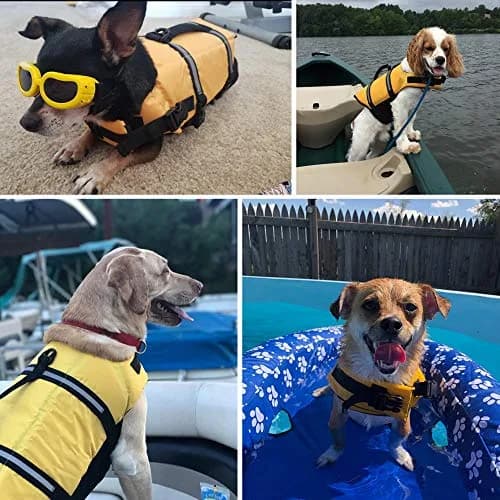 SNIK-S Dog Life Jacket for Swimming Safety with Reflective Stripes, Large Yellow, 13.8" Body Length (35 cm), 19.7-29.5" Chest Girth (50-75 cm) thumbnail 2