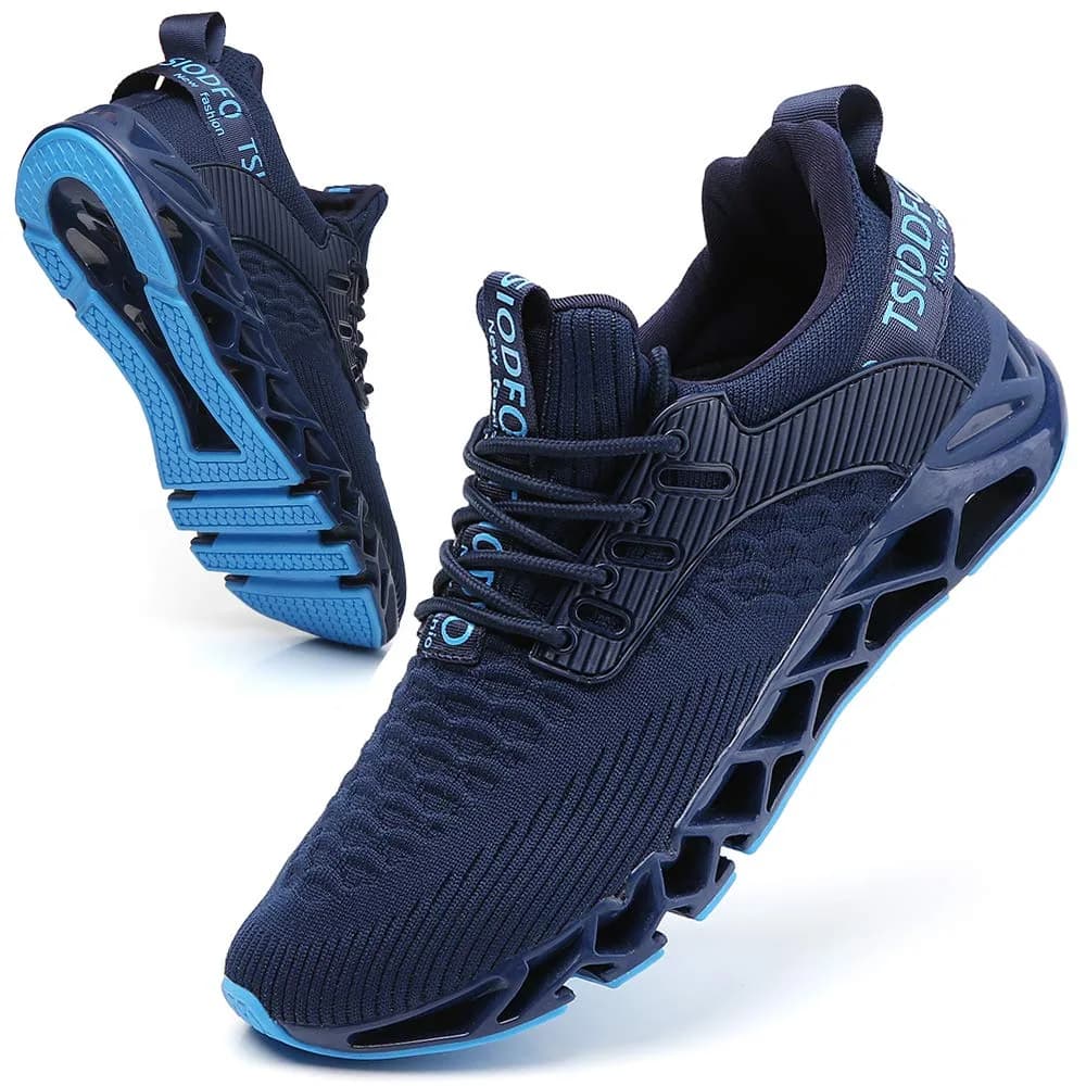 SKDOIUL Men's Running Sneakers Blue Size 13 | Breathable Mesh Athletic Walking Shoes