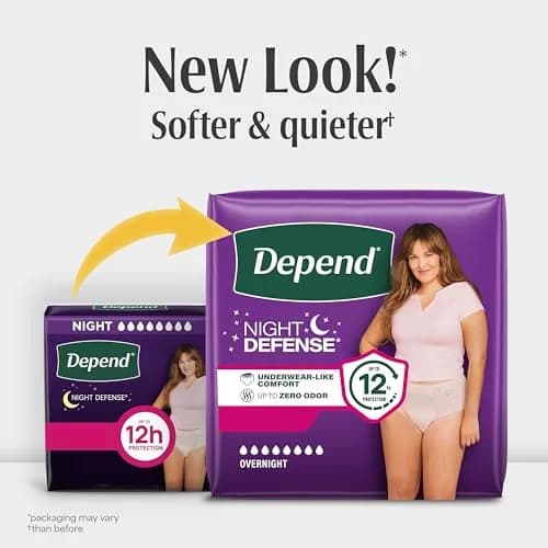 Depend Night Defense Adult Incontinence Underwear for Women, Medium, 15 Count | Up to 12 Hours Overnight Protection thumbnail 2