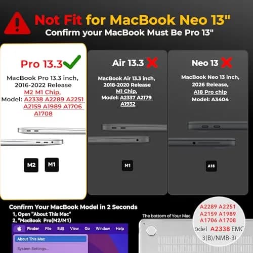 EooCoo Crystal Clear Hard Case for MacBook Pro 13-inch M2/M1 (2016-2024) | Snap-On Protection with Keyboard Cover & Screen Protector thumbnail 2