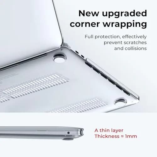 EooCoo Crystal Clear Hard Case for MacBook Pro 13-inch M2/M1 (2016-2024) | Snap-On Protection with Keyboard Cover & Screen Protector thumbnail 3