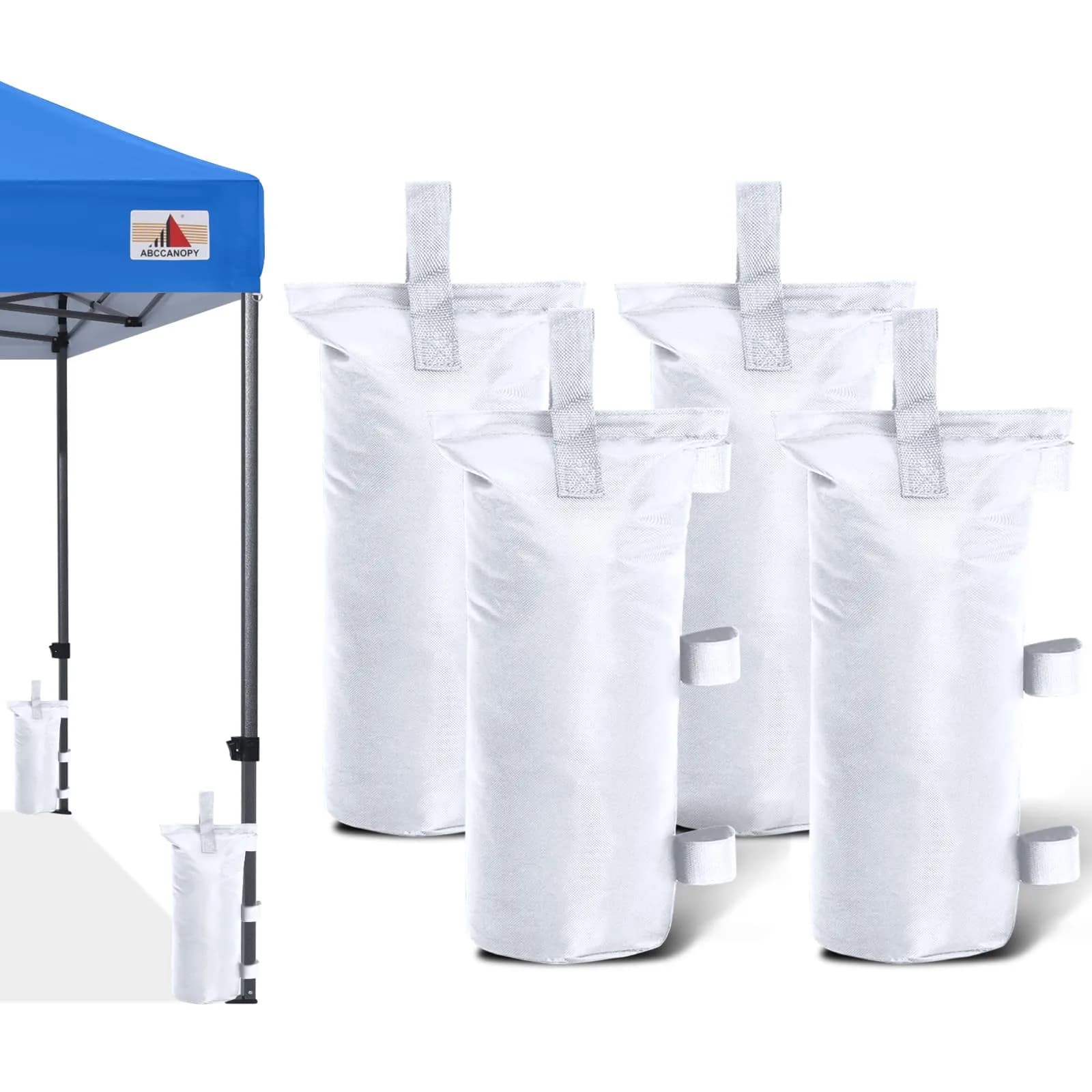 ABCCANOPY 100 LBS Canopy Weights Set of 4 | 45.36 kg (100 lb) Sand Bags for Gazebo Legs — White / 150lbs