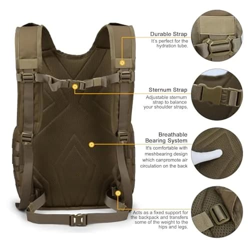Mardingtop 25L Tactical Backpack Military Rucksack for Camping & Hiking | Water-Resistant, Expandable, Unisex thumbnail 5