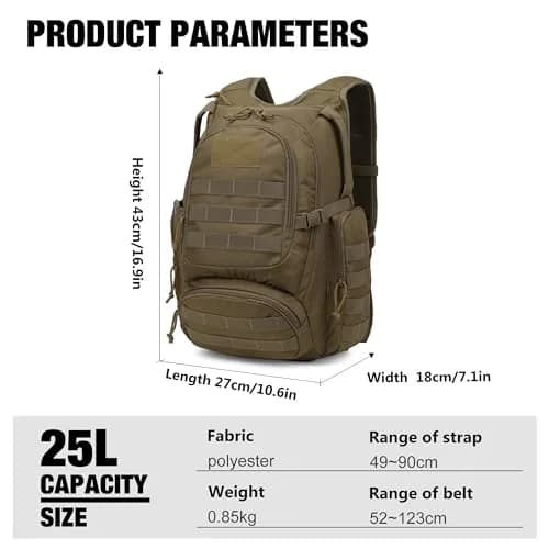Mardingtop 25L Tactical Backpack Military Rucksack for Camping & Hiking | Water-Resistant, Expandable, Unisex thumbnail 2