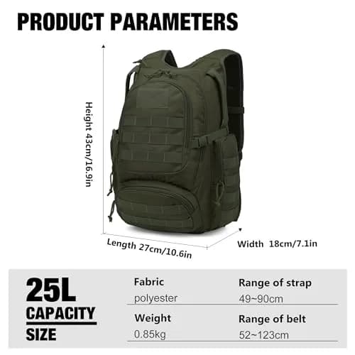 Mardingtop 25L Tactical Backpack Military Rucksack for Camping & Hiking | Water-Resistant, Expandable, Unisex thumbnail 2