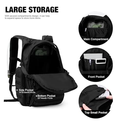 Mardingtop 25L Tactical Backpack Black | Military & Hiking Daypack with MOLLE thumbnail 4