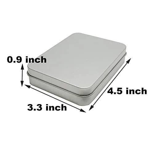 Hulless Silver Hinged Tin Box Metal Tins Storage Containers 2 Pack | 11.43cm x 8.38cm x 2.29cm (4.5"x3.3"x0.9") thumbnail 2