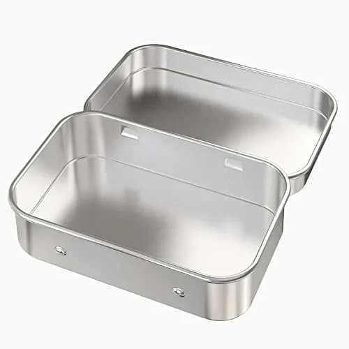 Hulless Silver Hinged Tin Box Metal Tins Storage Containers 2 Pack | 11.43cm x 8.38cm x 2.29cm (4.5"x3.3"x0.9") thumbnail 3