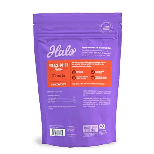 Halo Freeze-Dried Raw Dog Treats, Chicken Hearts Recipe, 2 oz | Natural, High Protein, Portable thumbnail 3