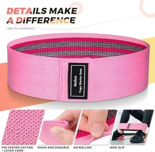 Renoj Resistance Bands for Working Out: 3-Set Exercise Bands for Pilates, Yoga, Home Gym, Booty, Leg Training | Heavy/Medium/Light Fabric Loops thumbnail 4