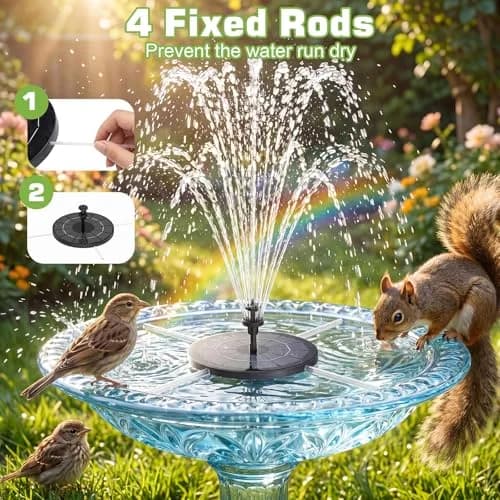 AISITIN 3.5W Solar Fountain with 1500 mAh Battery, 6 Nozzles & Fixers | 18.2cm (7.2in) Floating Water Pump for Bird Baths, Ponds, Pools thumbnail 4