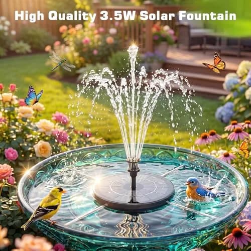 AISITIN 3.5W Solar Fountain with 1500 mAh Battery, 6 Nozzles & Fixers | 18.2cm (7.2in) Floating Water Pump for Bird Baths, Ponds, Pools thumbnail 8