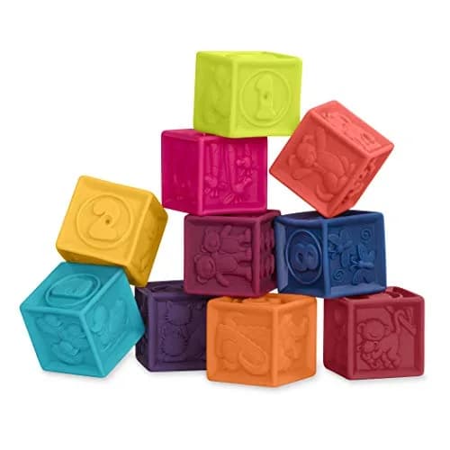 B. toys Baby Blocks & Stacking Set, One Two Squeeze & Stacking Stones 17-Piece Playset | Educational Toy for 6 Months+ thumbnail 6