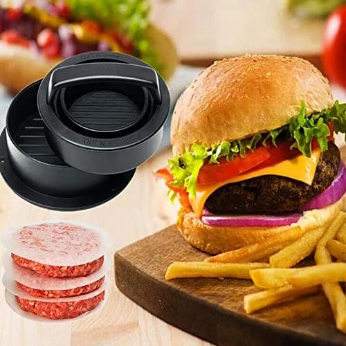 iPstyle Black Burger Press Patty Maker with Non-Stick Coating & Dishwasher Safe Design | 12.7 cm (5 inch) Round Mold thumbnail 2