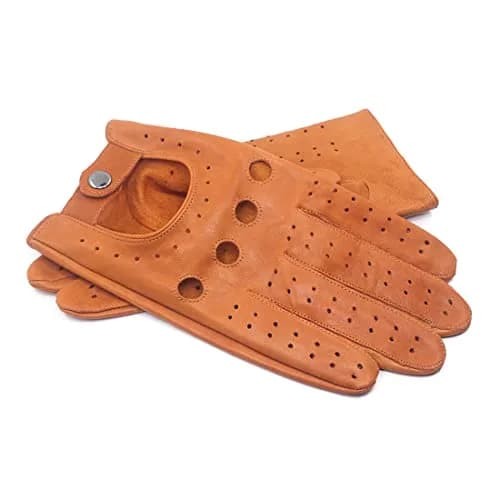 Harssidanzar Men's Lambskin Driving Gloves Large (21-24 cm / 8.2-9.5") | Unlined Non-Touch Leather thumbnail 4