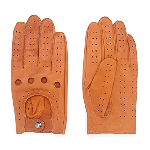 Harssidanzar Men's Lambskin Driving Gloves Large (21-24 cm / 8.2-9.5") | Unlined Non-Touch Leather thumbnail 3