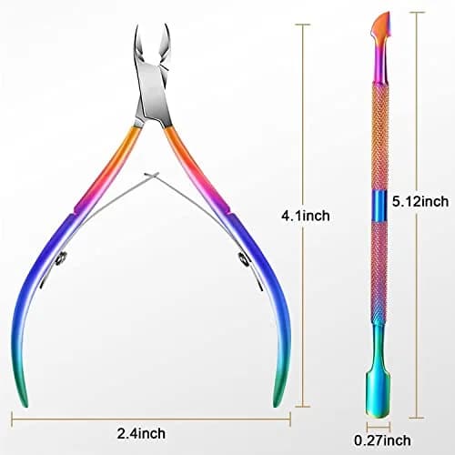 Easkep Cuticle Trimmer & Pusher Set | Rainbow Stainless Steel Manicure Tool | 2-Piece Set thumbnail 3