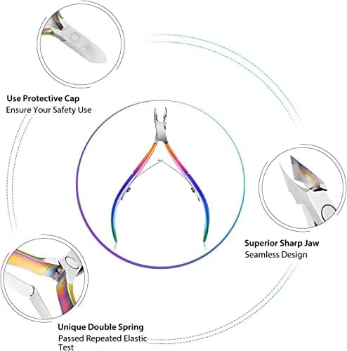 Easkep Cuticle Trimmer & Pusher Set | Rainbow Stainless Steel Manicure Tool | 2-Piece Set thumbnail 2