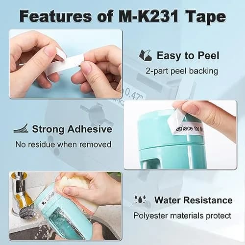 Labelife M-K231 Label Tape Replacement for Brother P Touch M Tape 12mm 0.47 | Durable, Water-Resistant Indoor Labeling thumbnail 4