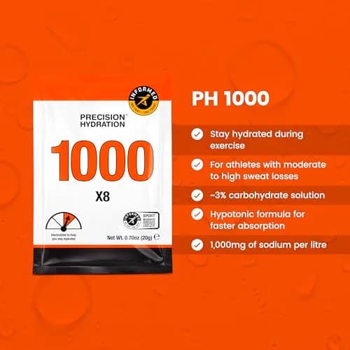 Precision Hydration Electrolyte Powder - No Artificial Ingredients, Multi Strength Hydration Packets - Individual Waterproof Servings - Gluten/Dairy Free, 8 Packets (1000mg/L-Orange) thumbnail 2