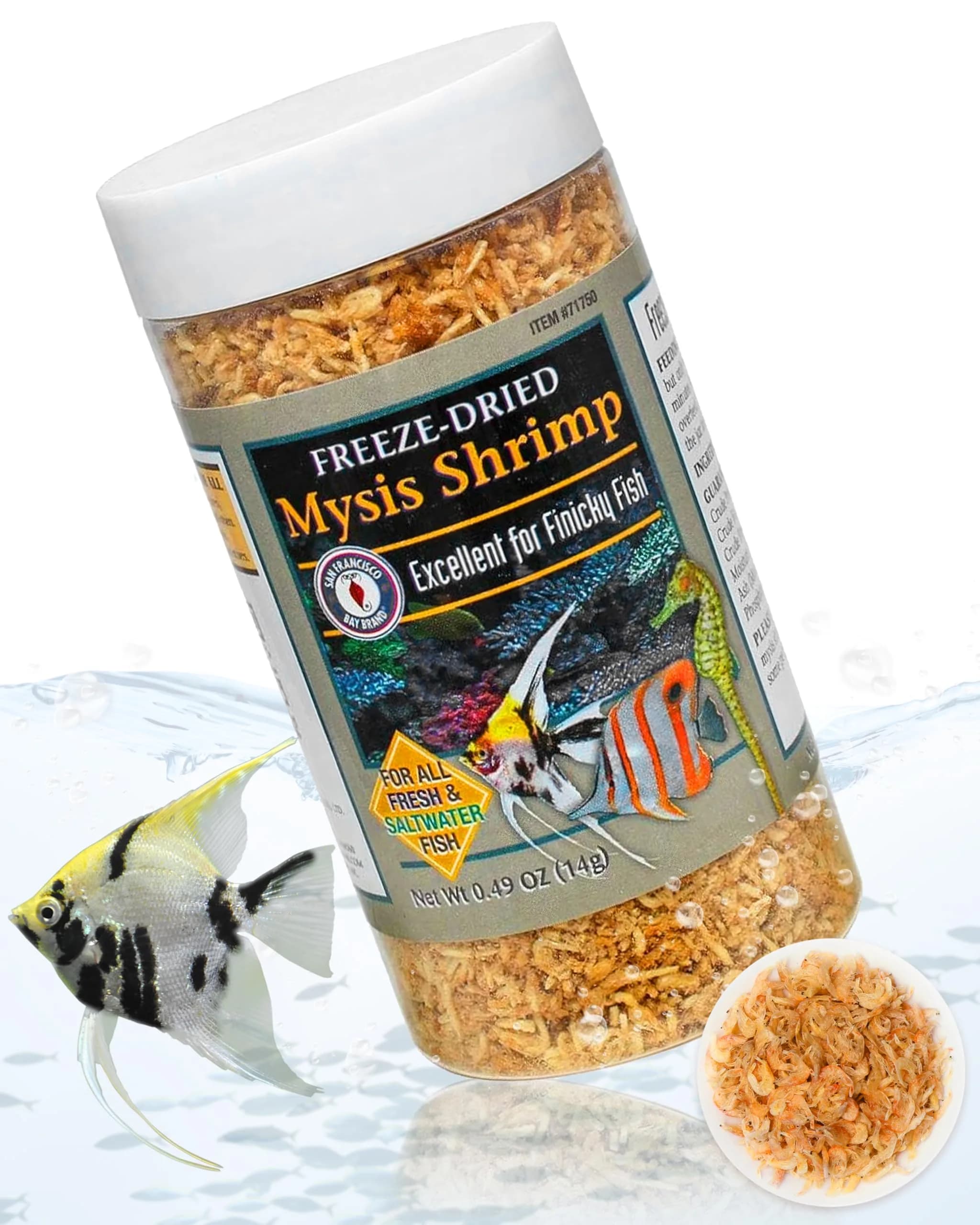 San Francisco Bay Brand Freeze-Dried Mysis Shrimp 0.49 oz | Premium Fish Food for Freshwater & Saltwater Fish - main product image
