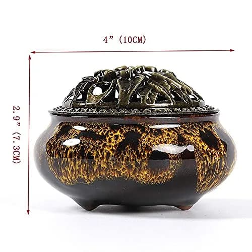 LamDawn Fambe Yellow Ceramic Incense Burner with Calabash Holder | Meditation & Relaxation Aid thumbnail 6