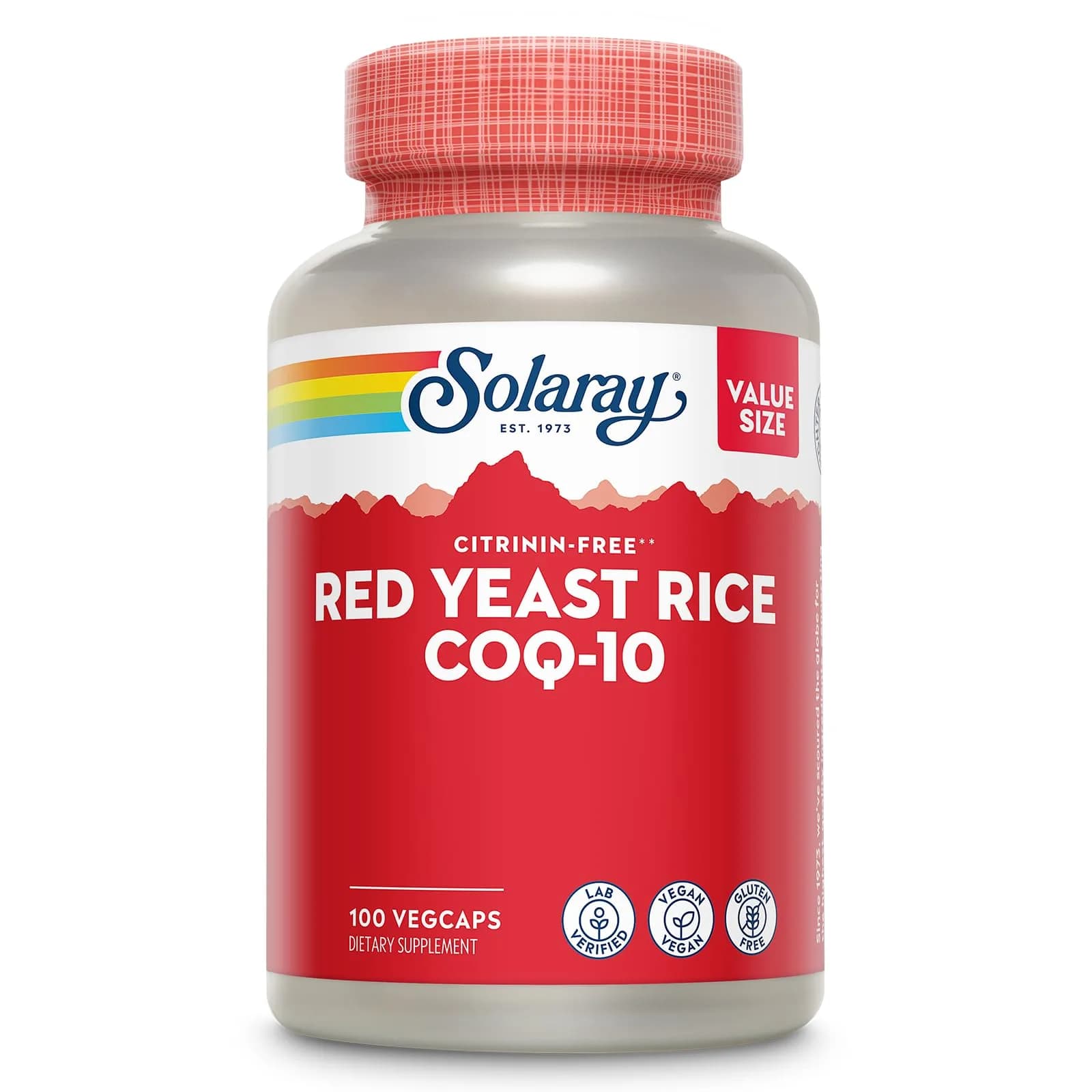 SOLARAY Red Yeast Rice with CoQ10 & Niacin (Vitamin B3) 100 VegCaps - main product image