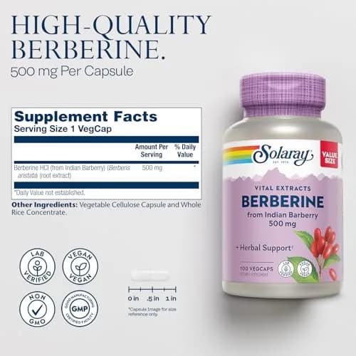 SOLARAY Berberine Extract 500 mg | Vegan Herbal Support for Active Lifestyle thumbnail 2