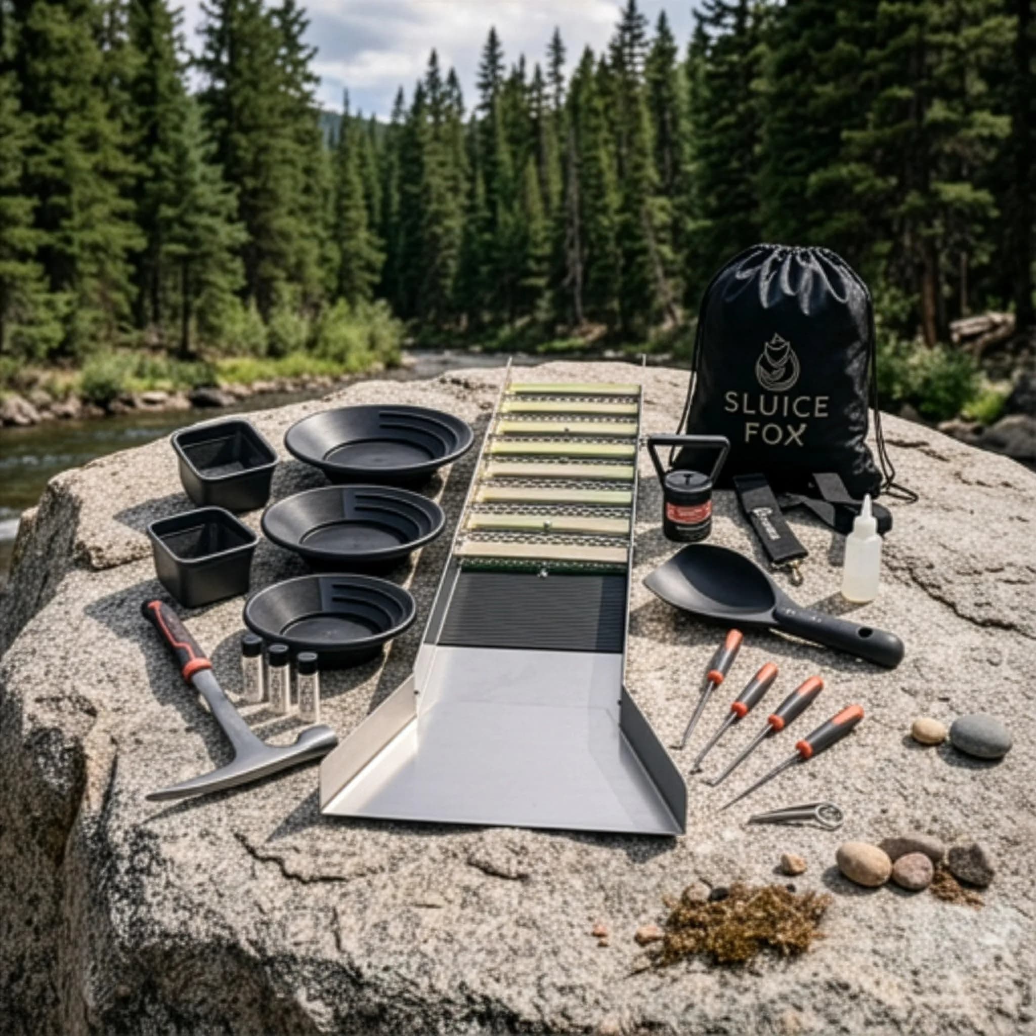 Sluice Fox Complete Gold Mining Kit | Portable 50 inch River Sluice Box & Prospecting Equipment thumbnail 2