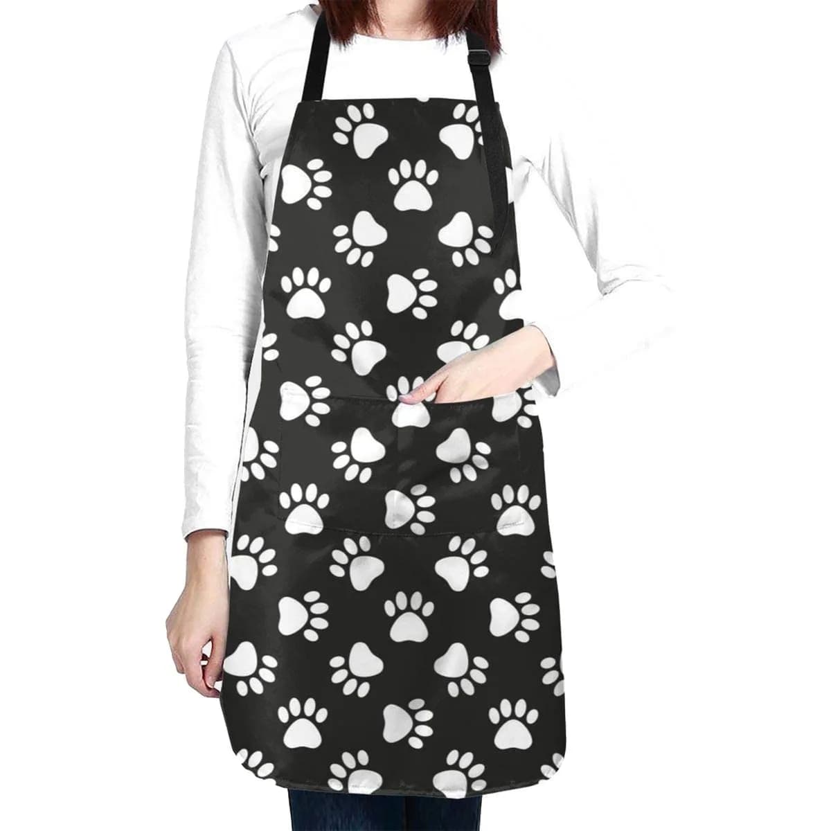 Abucaky Dog Animal Paws Print Waterproof Apron for Adults | Kitchen & BBQ Protection - main product image