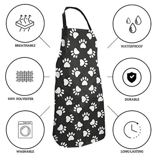 Abucaky Dog Animal Paws Print Waterproof Apron for Adults | Kitchen & BBQ Protection thumbnail 5