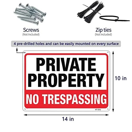 Dxyizus signs No Trespassing Sign Private Property 10x14 Inch Aluminum (4-Pack) | Rust-Free & Weatherproof Yard Sign thumbnail 7