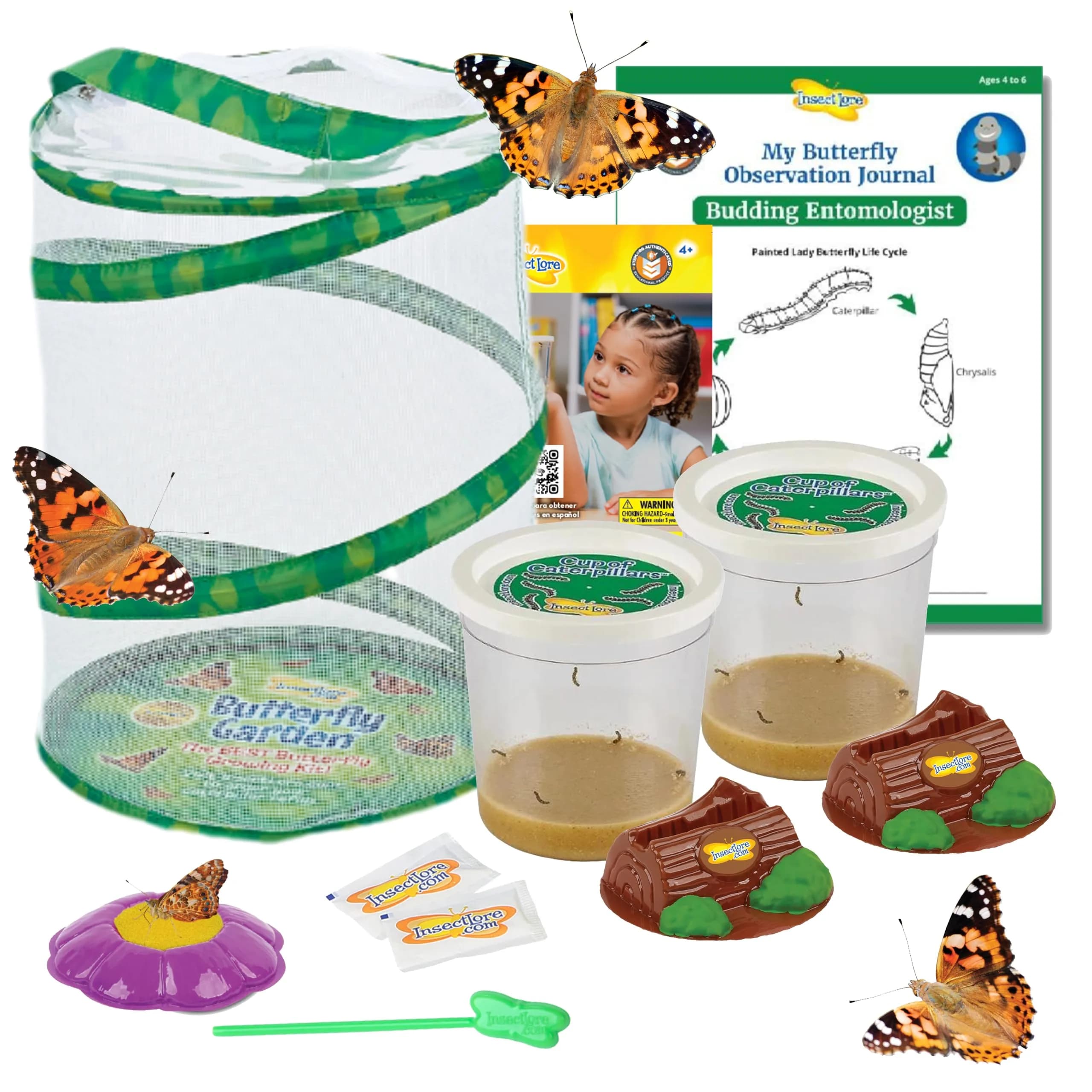 Insect Lore Butterfly Garden with 10 Live Baby Caterpillars & STEM Journal | 29.1 cm (12 inch) Habitat - main product image
