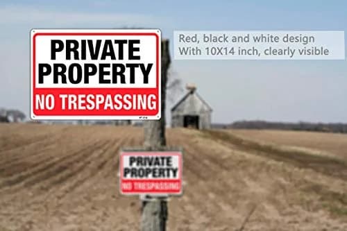 Dxyizus signs Private Property No Trespassing Signs 25cm x 35cm (10" x 14") | Heavy Duty Aluminum, UV Protected, 2-Pack thumbnail 2