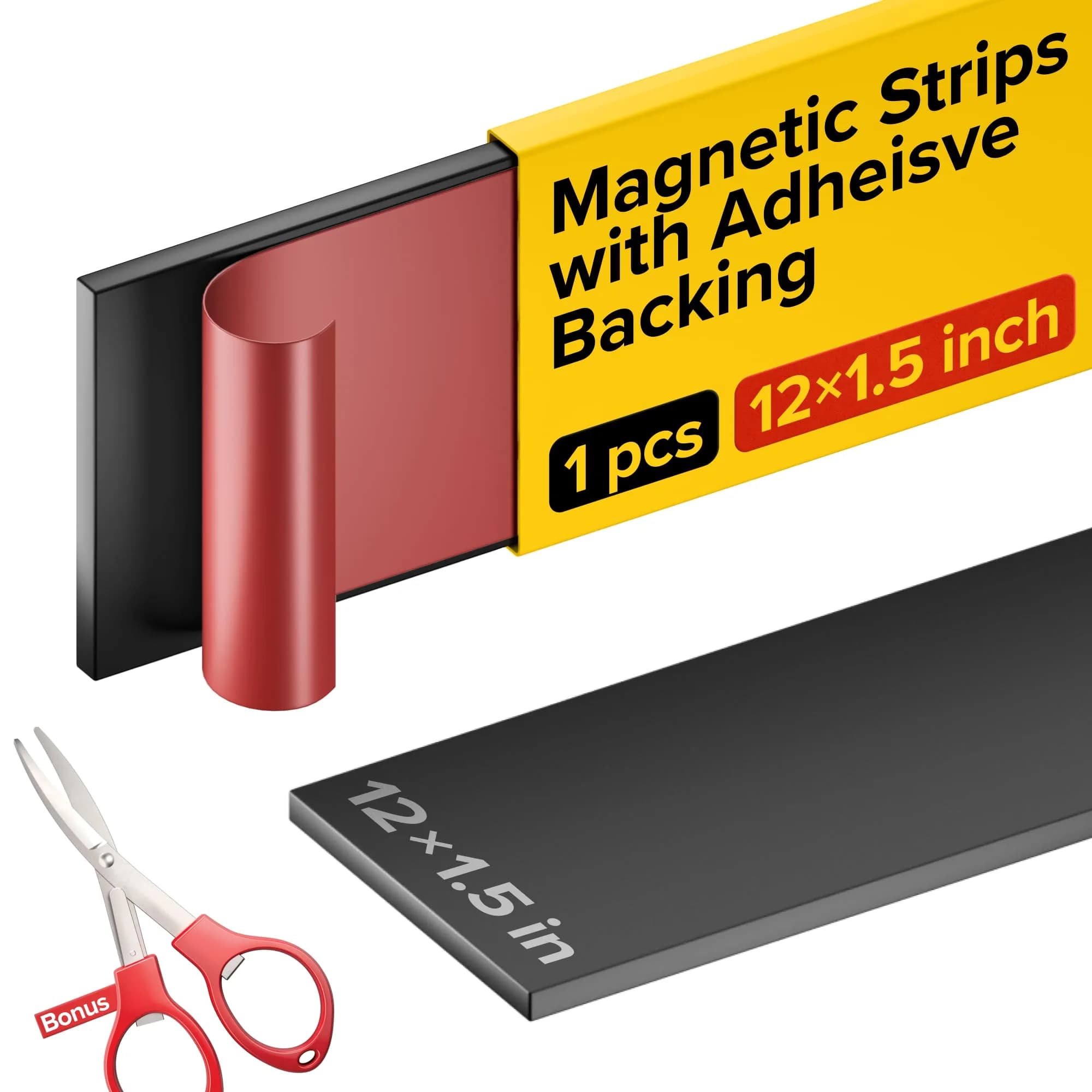 X-bet MAGNET Super Sticky Adhesive Magnetic Strips 12x1.5" | Flexible, Light-Duty Office & Craft Use