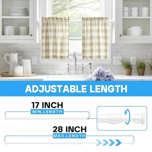 ZipGlo Spring Tension Curtain Rods 43-71 cm (17-28 Inch) White 2 Pack | No-Drill Installation for Windows & Doors thumbnail 3