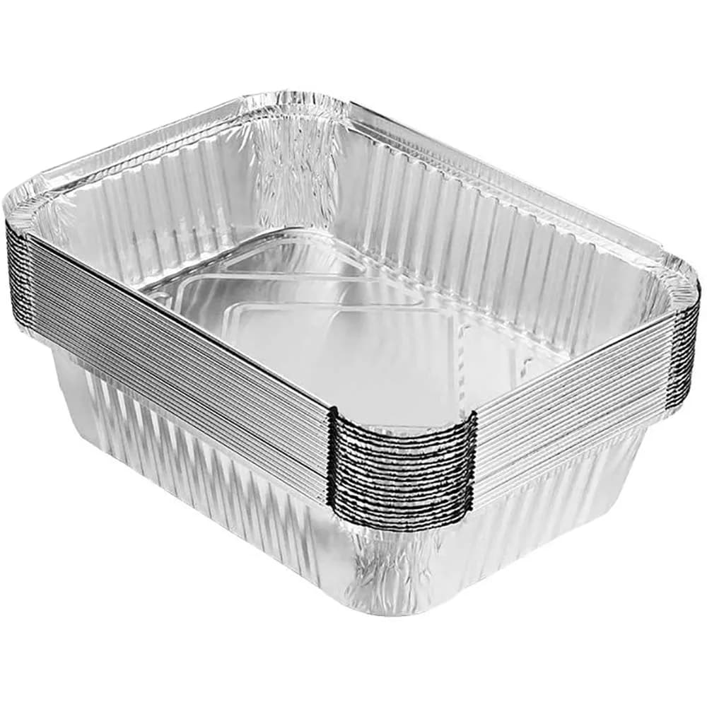 Tiger Chef Aluminum Pans Takeout Containers - Oblong Heavy Duty Foil Baking Pan - Quarter Size 8.4x5.9 inches | Durable, Eco-Friendly Food Storage - main product image